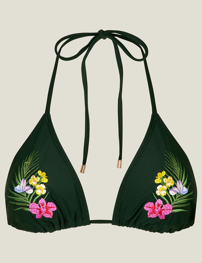 Floral Embroidered Halterneck Bikini Top 2 of 4
