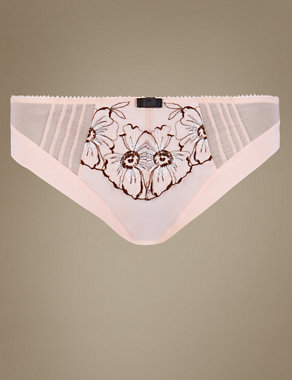 Floral Embroidered High Leg Knickers with Cool Comfort™ Technology Image 2 of 4
