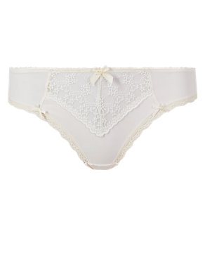 Floral Embroidered Low Rise Brazilian Knickers Image 2 of 3