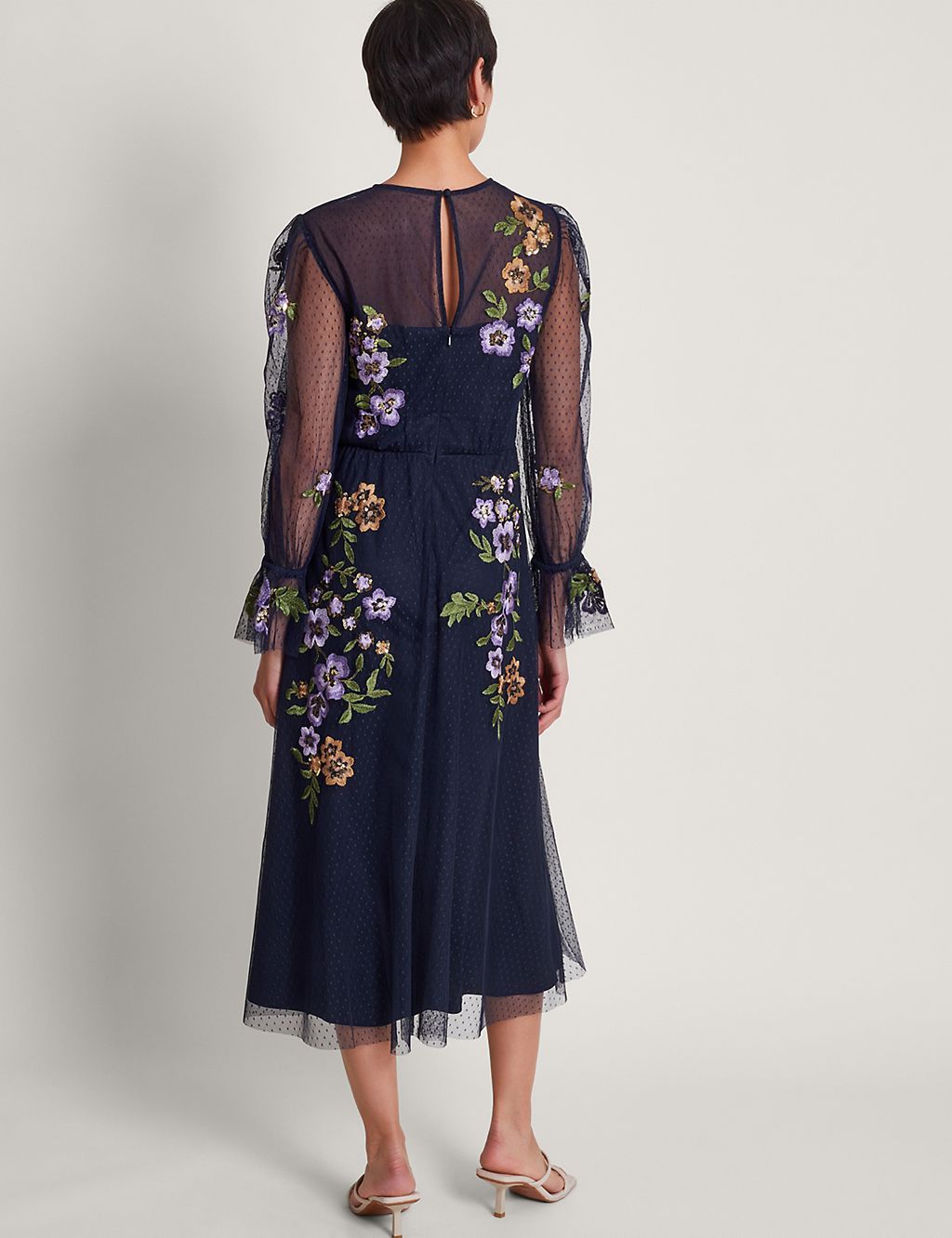 Floral Embroidered Midi Tea Dress 1 of 4