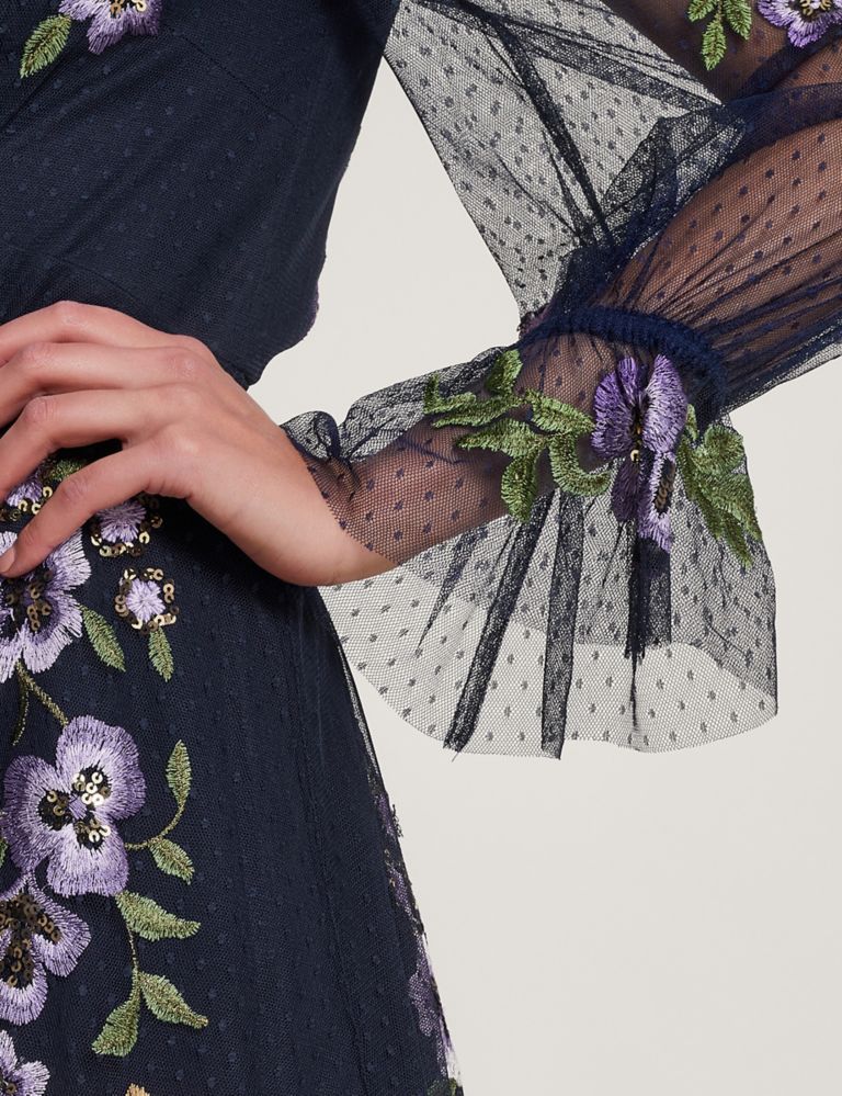 Floral Embroidered Midi Tea Dress 3 of 4