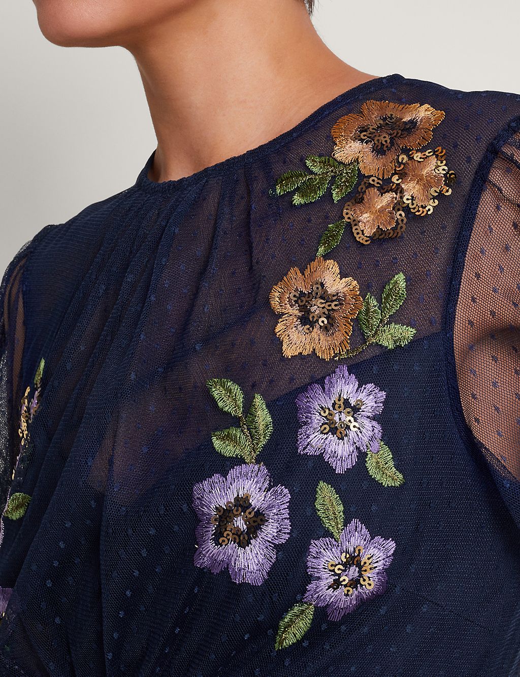 Floral Embroidered Midi Tea Dress 4 of 4