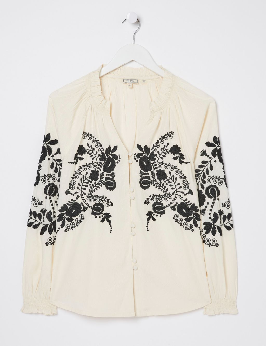 Floral Embroidered Notch Neck Blouse 1 of 8