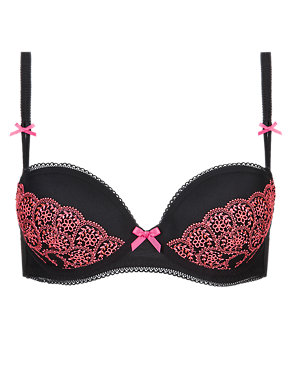 Floral Embroidered Push-Up Balcony A-DD Bra Image 2 of 5
