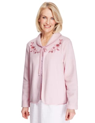 Floral Embroidered Ribbon Tie Boucl Bed Jacket M S Collection M S