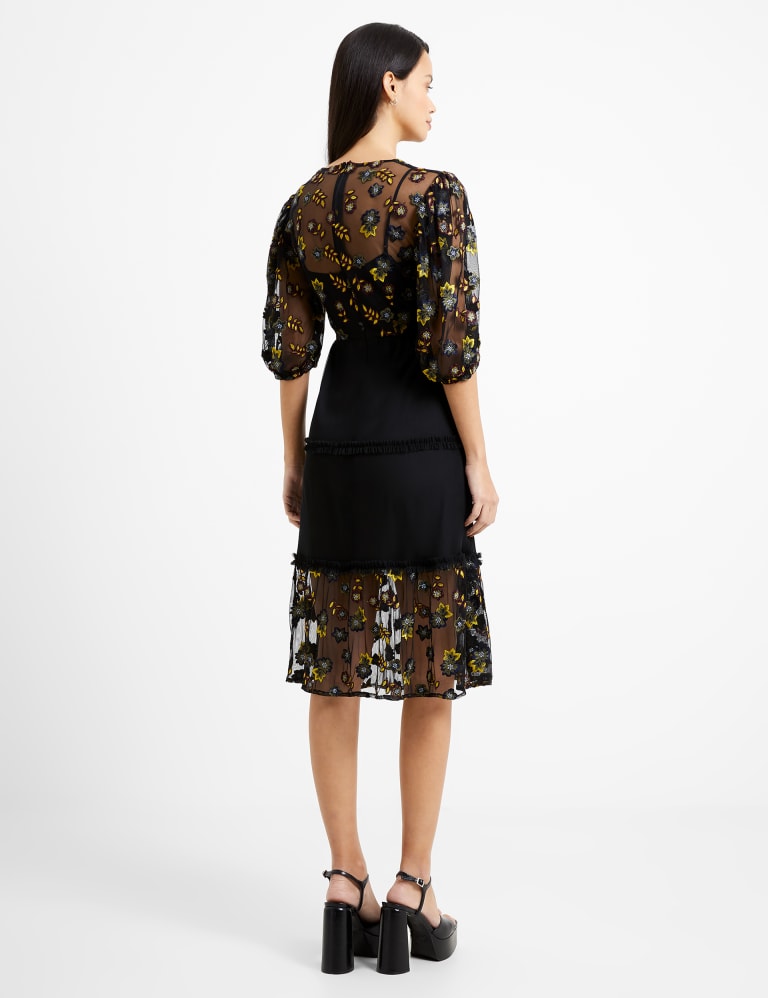 Floral Embroidered Ruffle Midi Tea Dress 4 of 4