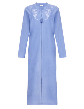 Floral Embroidered Scalloped Dressing Gown Image 2 of 4