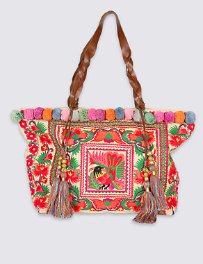 Floral Embroidered Shopper Bag Image 2 of 5
