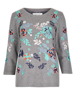 Floral Embroidered Sweat Top Image 2 of 4