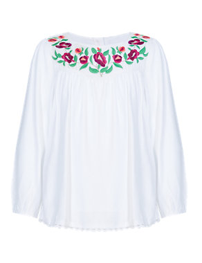 Floral Embroidered Top with StayNEW™ (1-7 Years) Image 2 of 3