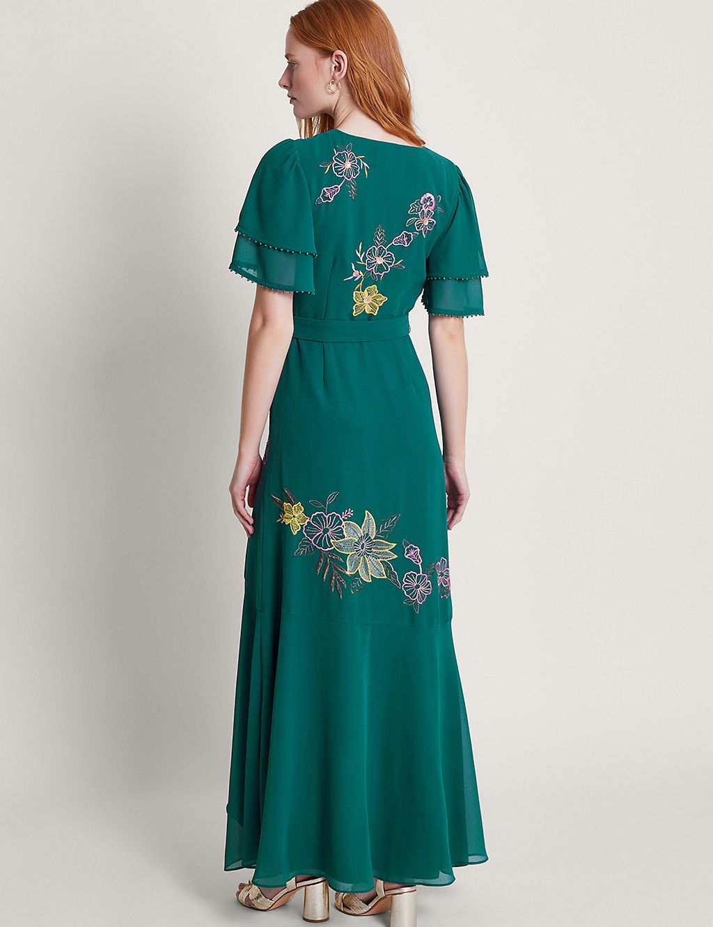 Floral Embroidered V-Neck Maxi Wrap Dress 2 of 5