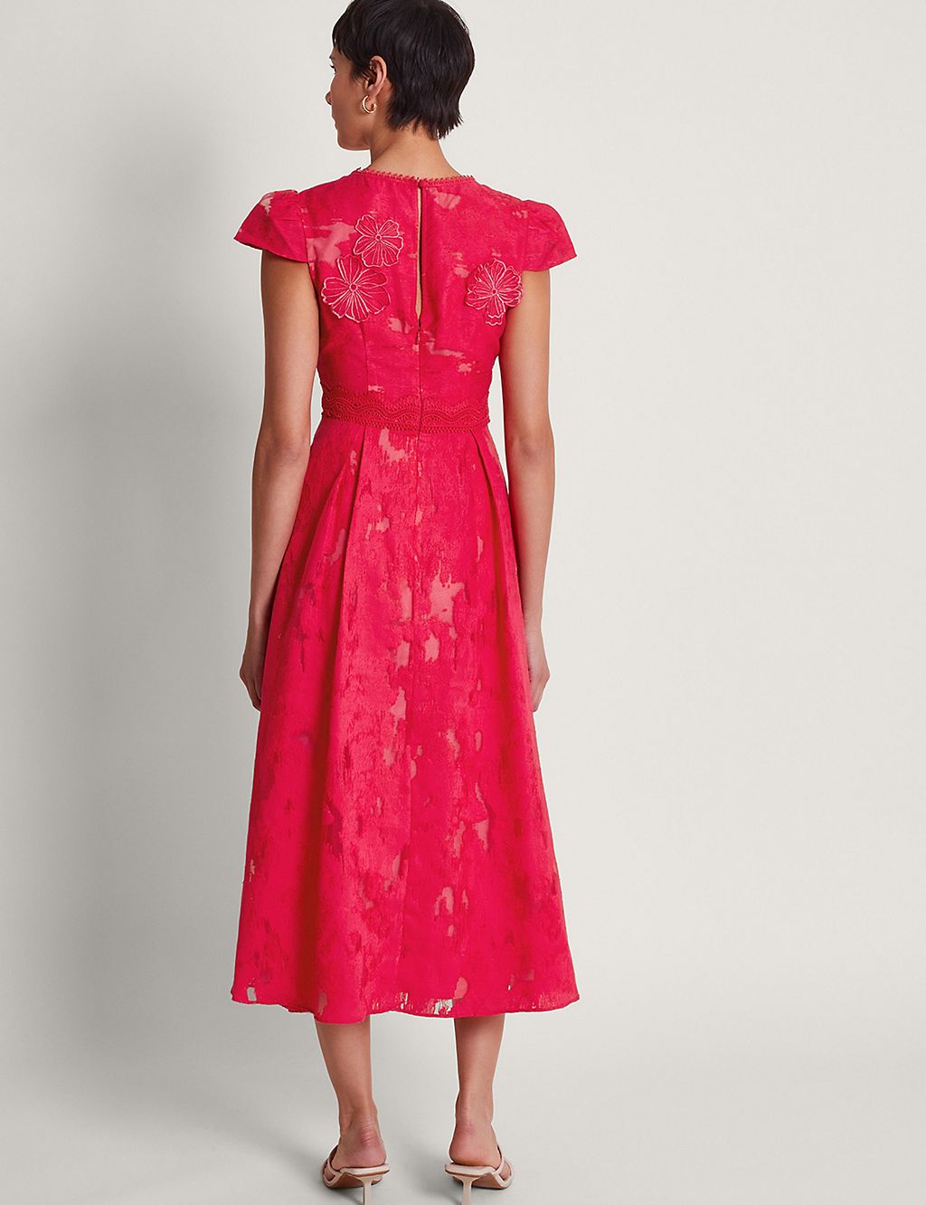 Floral Embroidered V-Neck Midi Waisted Dress 2 of 5