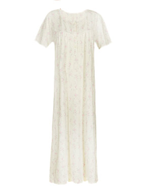 Floral Embroidered Yoke Nightdress Image 2 of 4