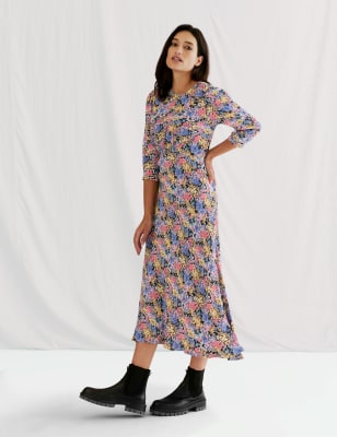 Floral a line midi sales dress