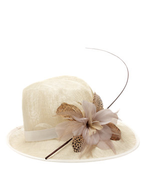 Floral Feather Corsage Trilby Hat Image 2 of 4