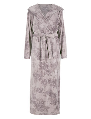 Floral Fleece Long Dressing Gown Image 2 of 4