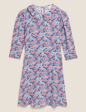 Floral Frill Collar Knee Length Tea Dress Image 2 of 6