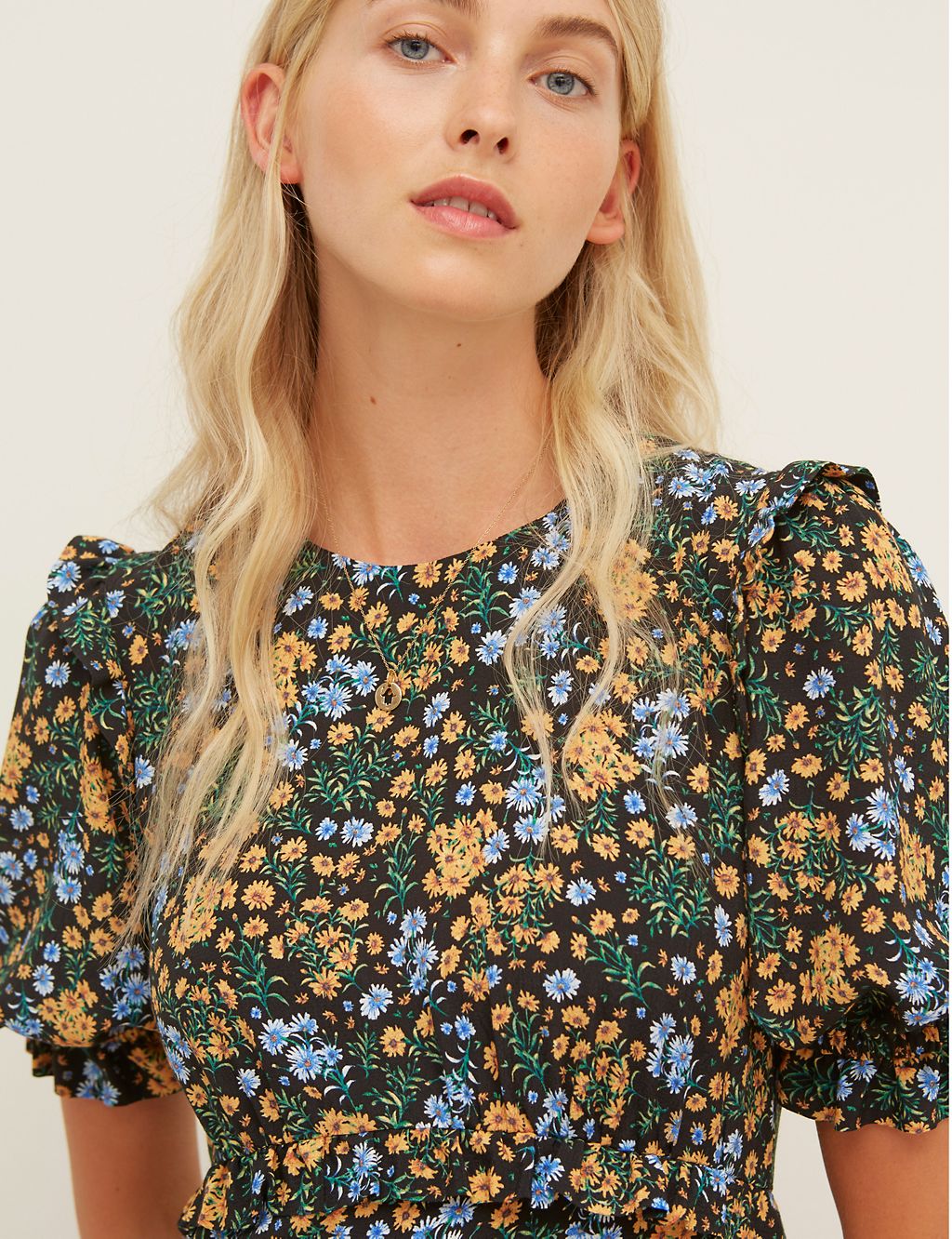 Floral Frill Detail Midi Waisted Dress | Nobody's Child | M&S