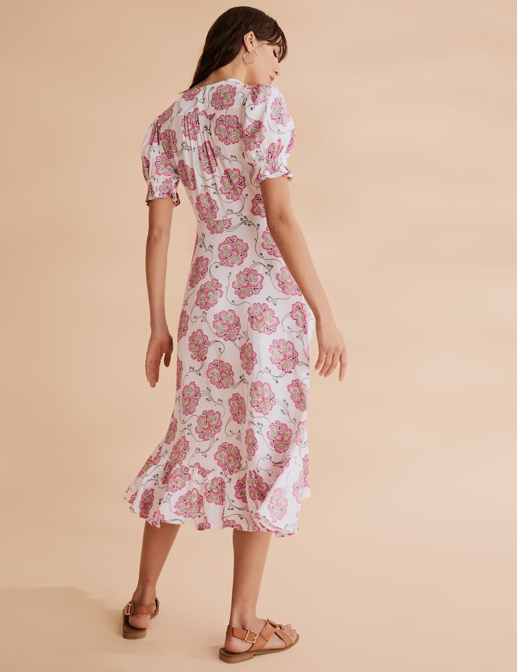 Floral Frill Detail Midi Wrap Dress 5 of 7