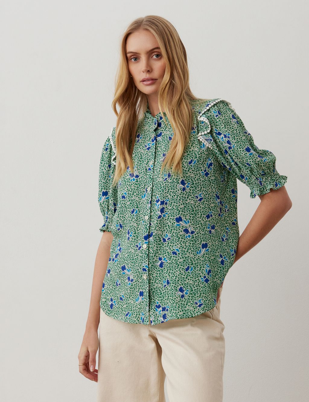 Floral Frill Detail Puff Sleeve Blouse 3 of 6