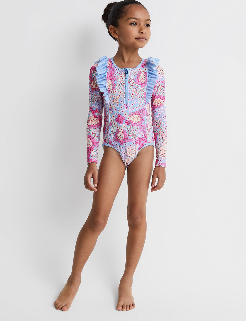 Floral Frill Long Sleeve Swimsuit (4-13 Yrs) 2 of 5