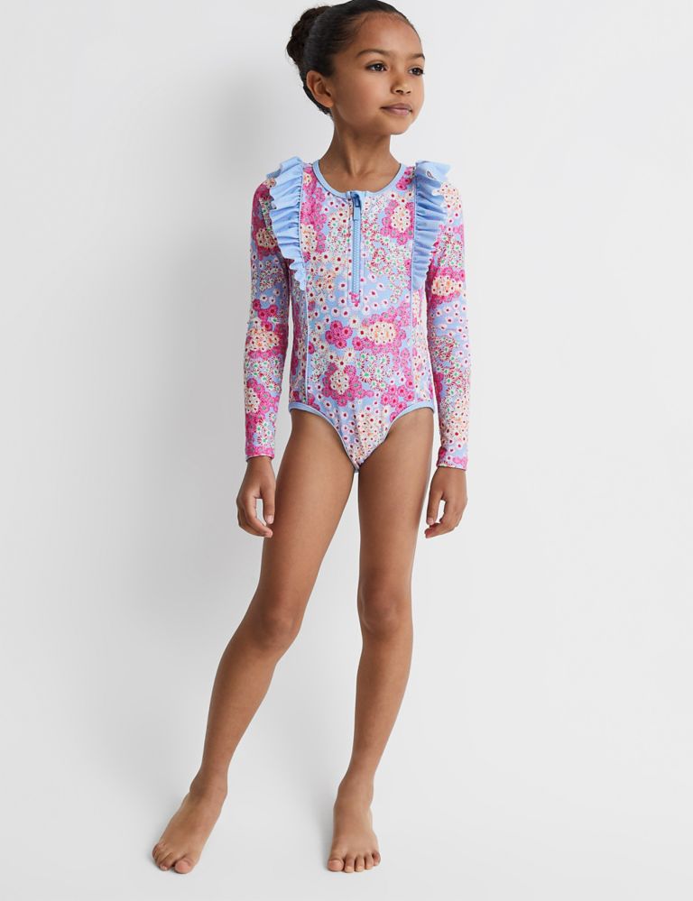 Floral Frill Long Sleeve Swimsuit (4-13 Yrs) 3 of 5