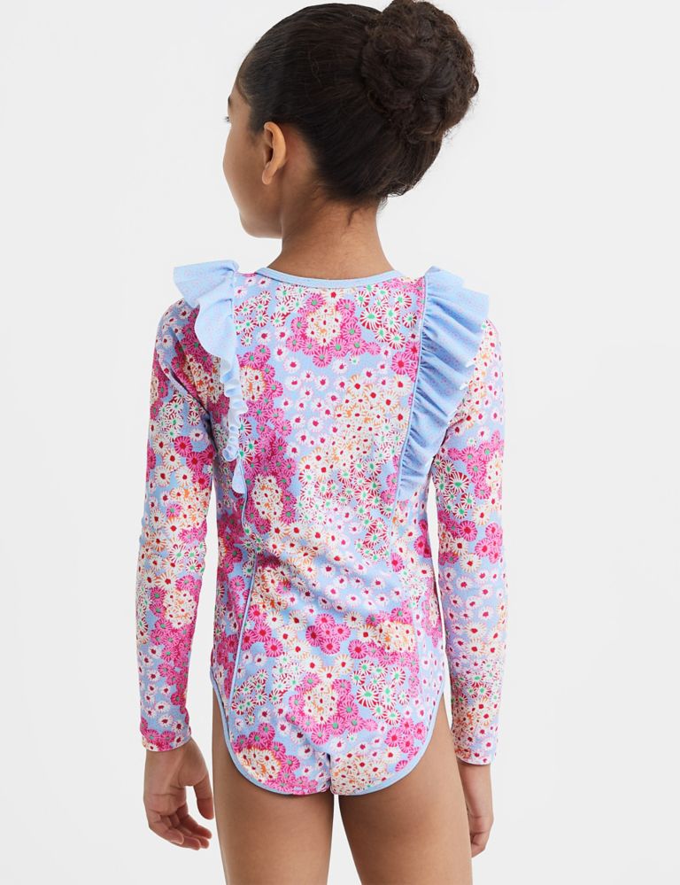 Floral Frill Long Sleeve Swimsuit (4-13 Yrs) 4 of 5