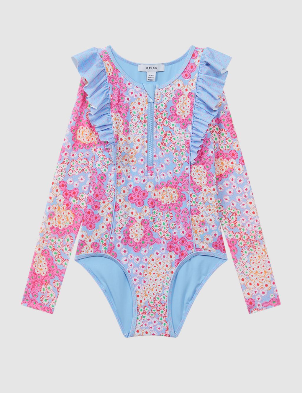 Floral Frill Long Sleeve Swimsuit (4-13 Yrs) 1 of 5
