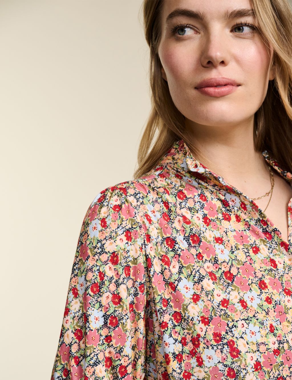 Floral Frill Neck Blouse 1 of 3