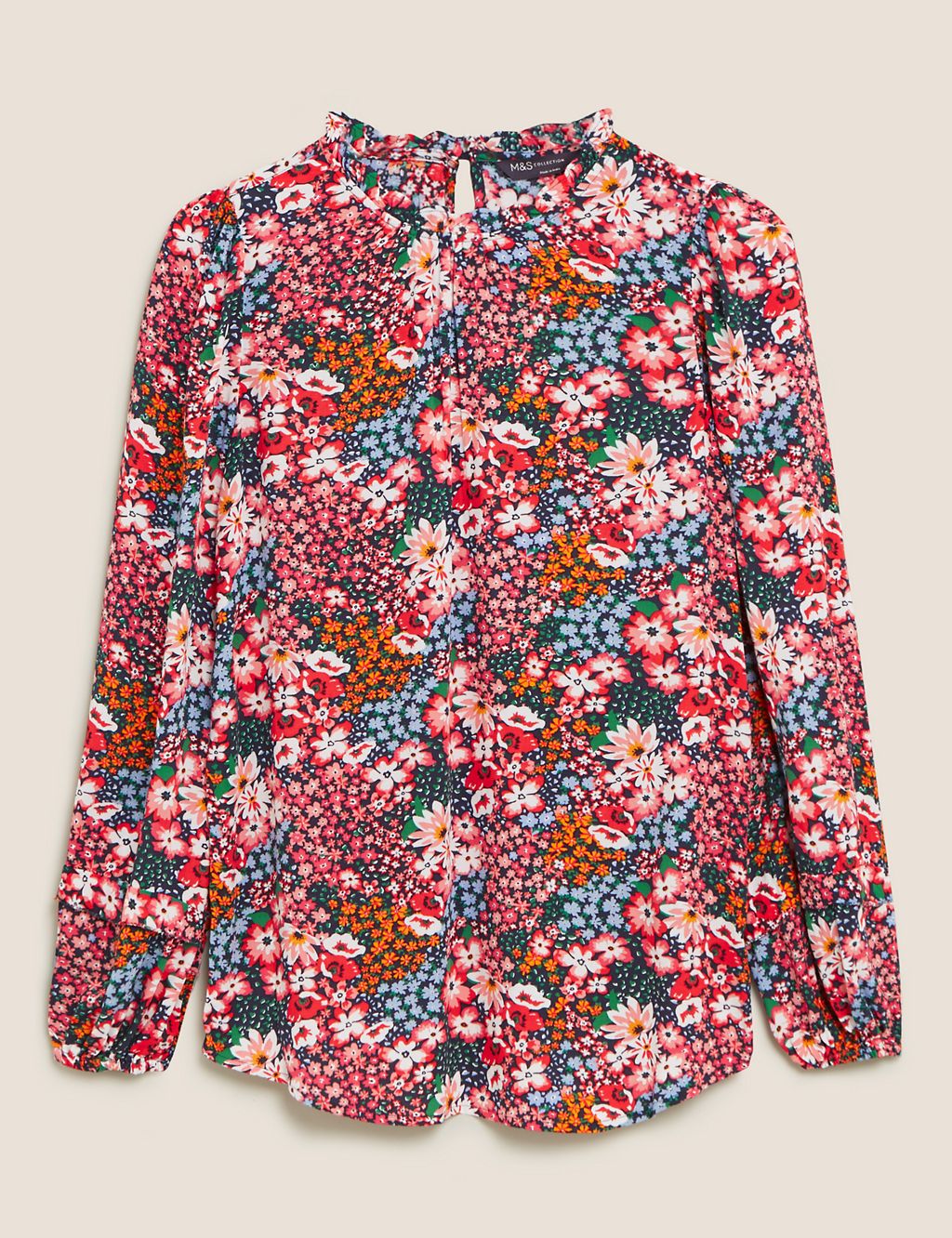Floral Frill Neck Long Sleeve Top 1 of 5