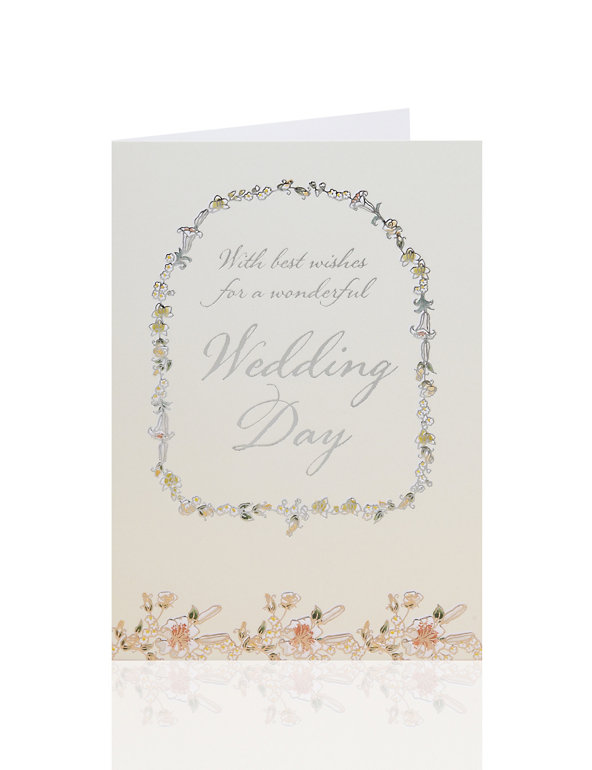 Floral Garland Wedding Card Image 1 of 2