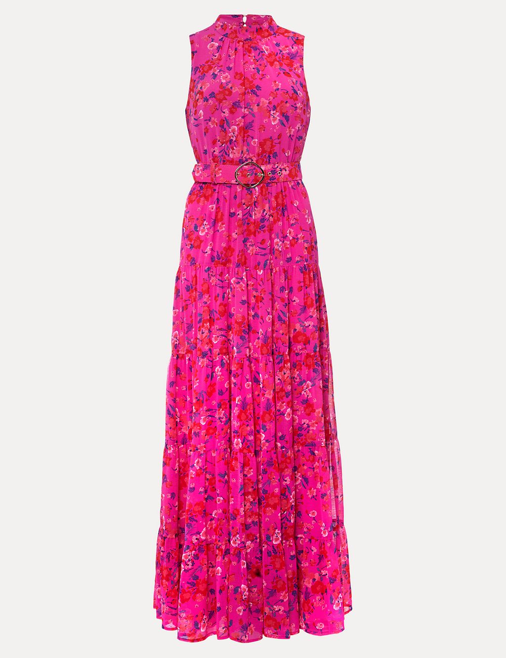 Floral High Neck Belted Maxi Tiered Dress | Phase Eight | M&S