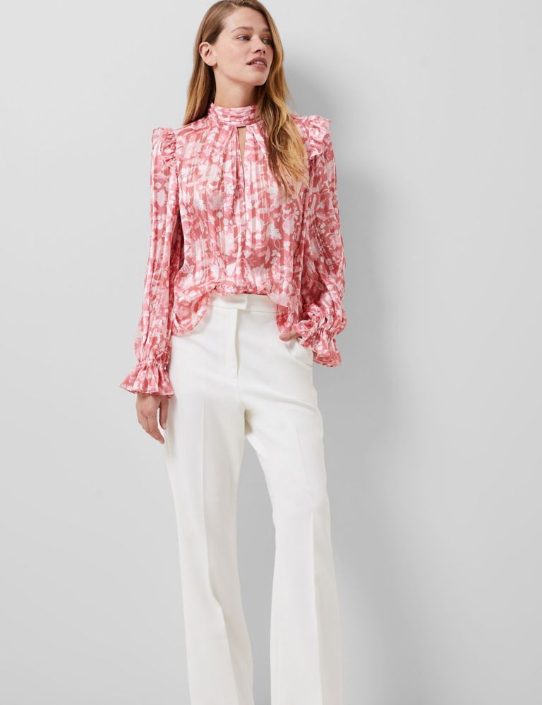 Floral High Neck Frill Detail Blouse 3 of 4