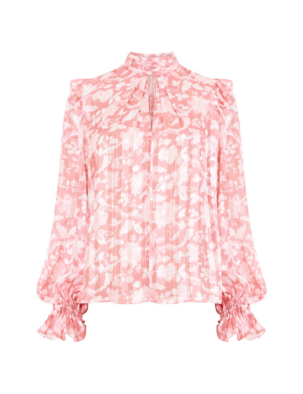 Floral High Neck Frill Detail Blouse | French Connection | M&S