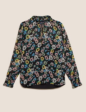 Floral High Neck Long Sleeve Blouse Image 2 of 5