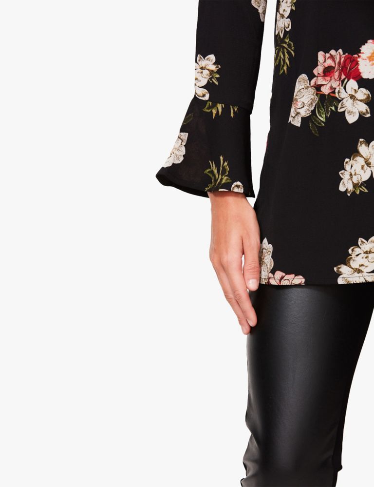 Floral High Neck Long Sleeve Top 4 of 4