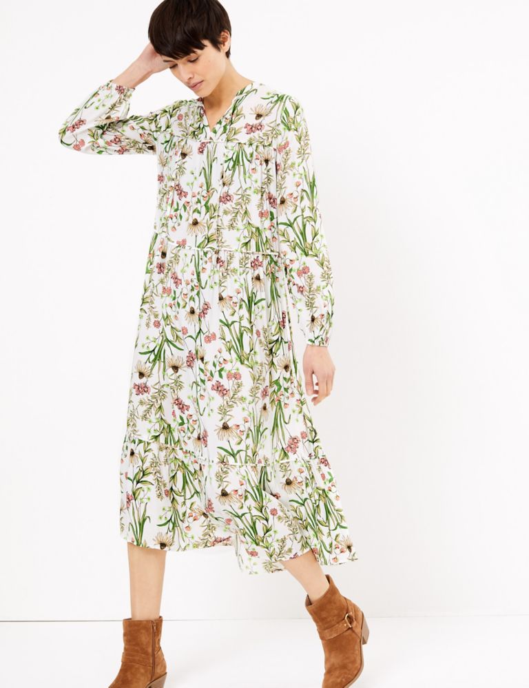 Floral High Neck Midaxi Relaxed Dress | M&S Collection | M&S