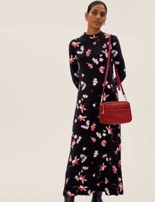 Marks and Spencer Floral Print Frill Sleeve Swing MIDI Dress M&S Collection  (8) : : Fashion