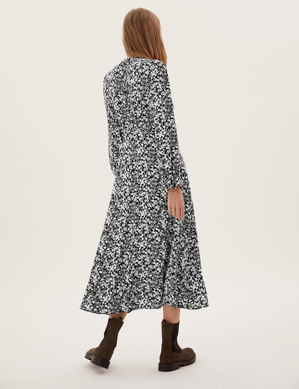 Floral High Neck Midi Tea Dress 5 of 6