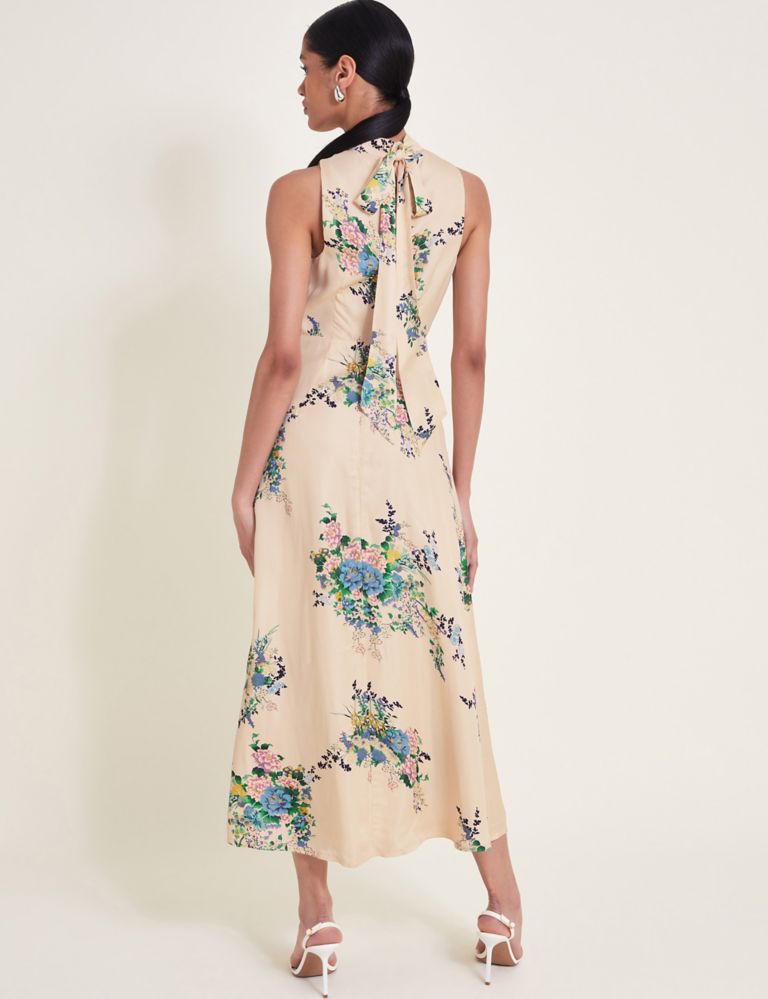 Floral High Neck Midi Waisted Dress 5 of 5