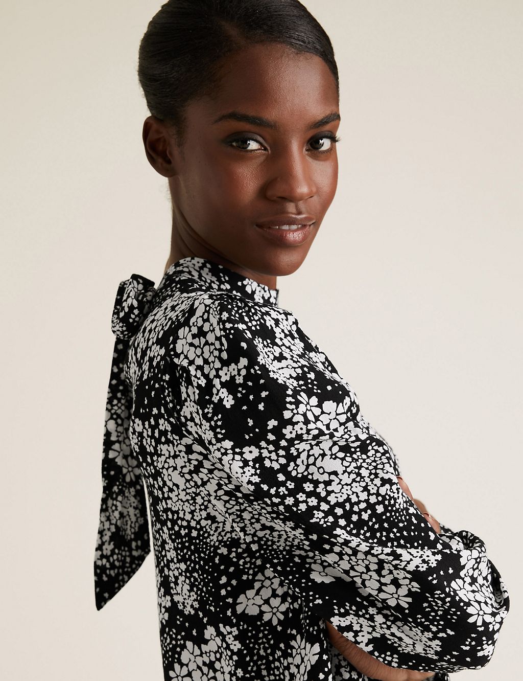 Floral High Neck Puff Sleeve Blouse | M&S Collection | M&S