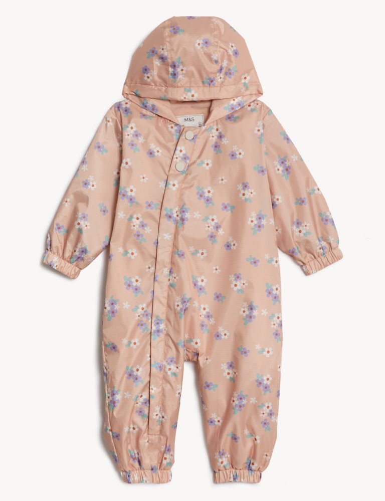 Floral Hooded Puddlesuit (0-3 Yrs) 1 of 3