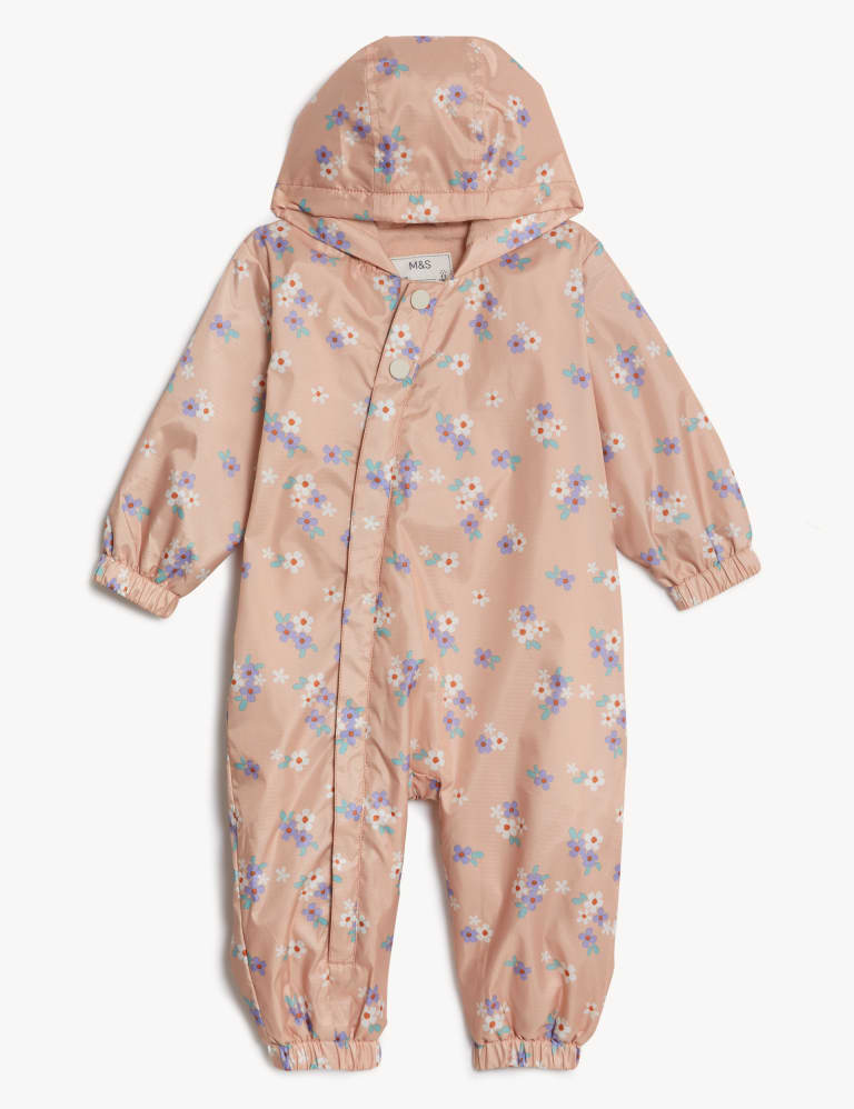 Floral Hooded Puddlesuit (0-3 Yrs) 1 of 3