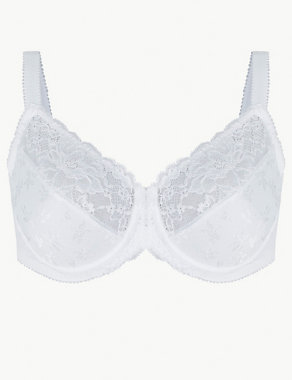 Floral Jacquard & Lace Minimiser Full Cup Bra C-GG | M&S Collection | M&S