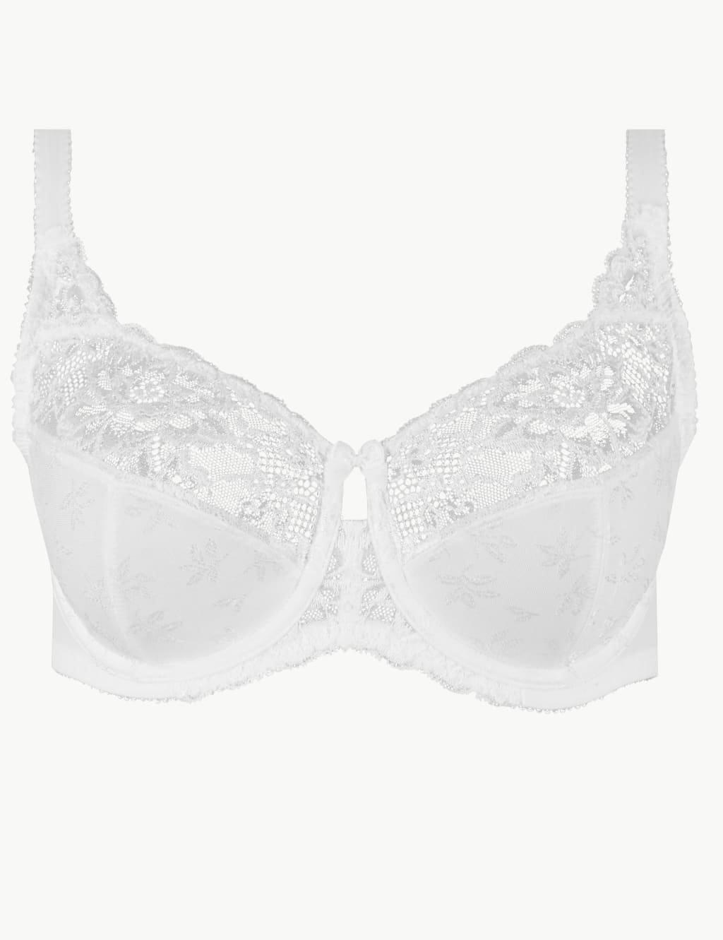 Floral Jacquard & Lace Underwired Full Cup Bra (J Cup) M&S Collection