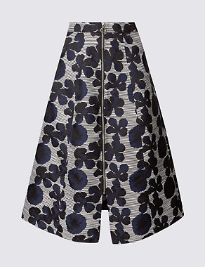 Floral Jacquard A-Line Midi Skirt Image 2 of 6