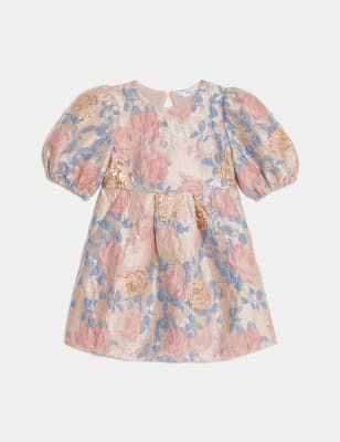 Floral Jacquard Dress (2-7 Yrs) Image 2 of 7