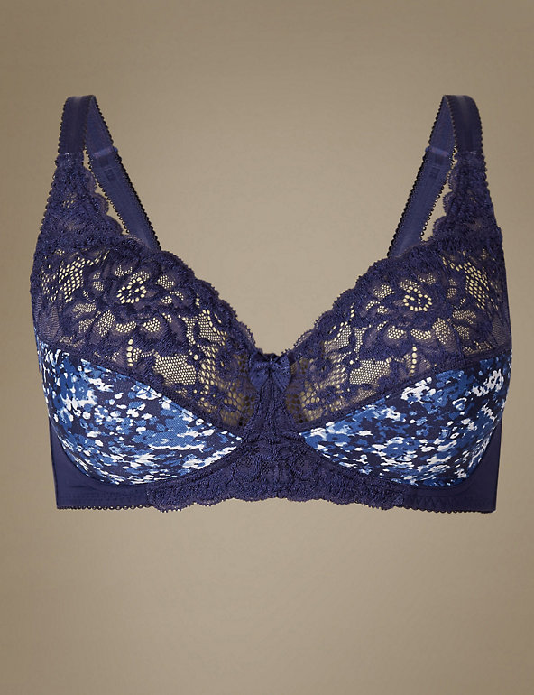Floral Jacquard Lace Non-Wired Full Cup Bra A-DD Image 1 of 2