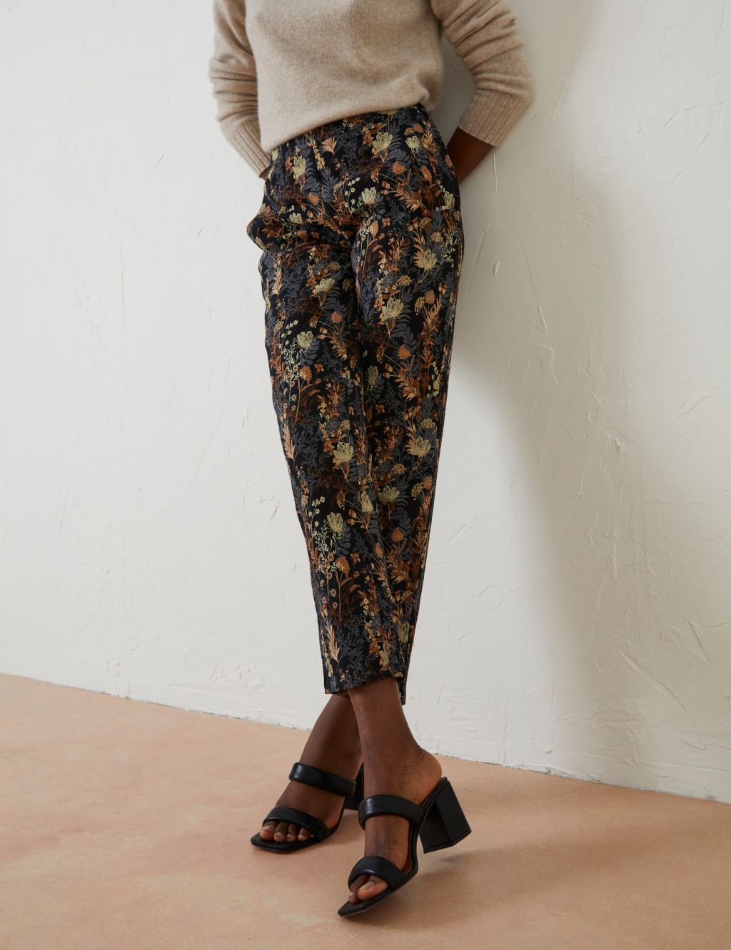 Floral Jacquard Side Zip Slim Fit Trousers 2 of 6