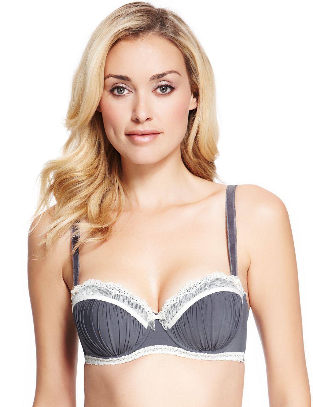 Floral Lace & Ruched Balcony A-DD Bra 1 of 4